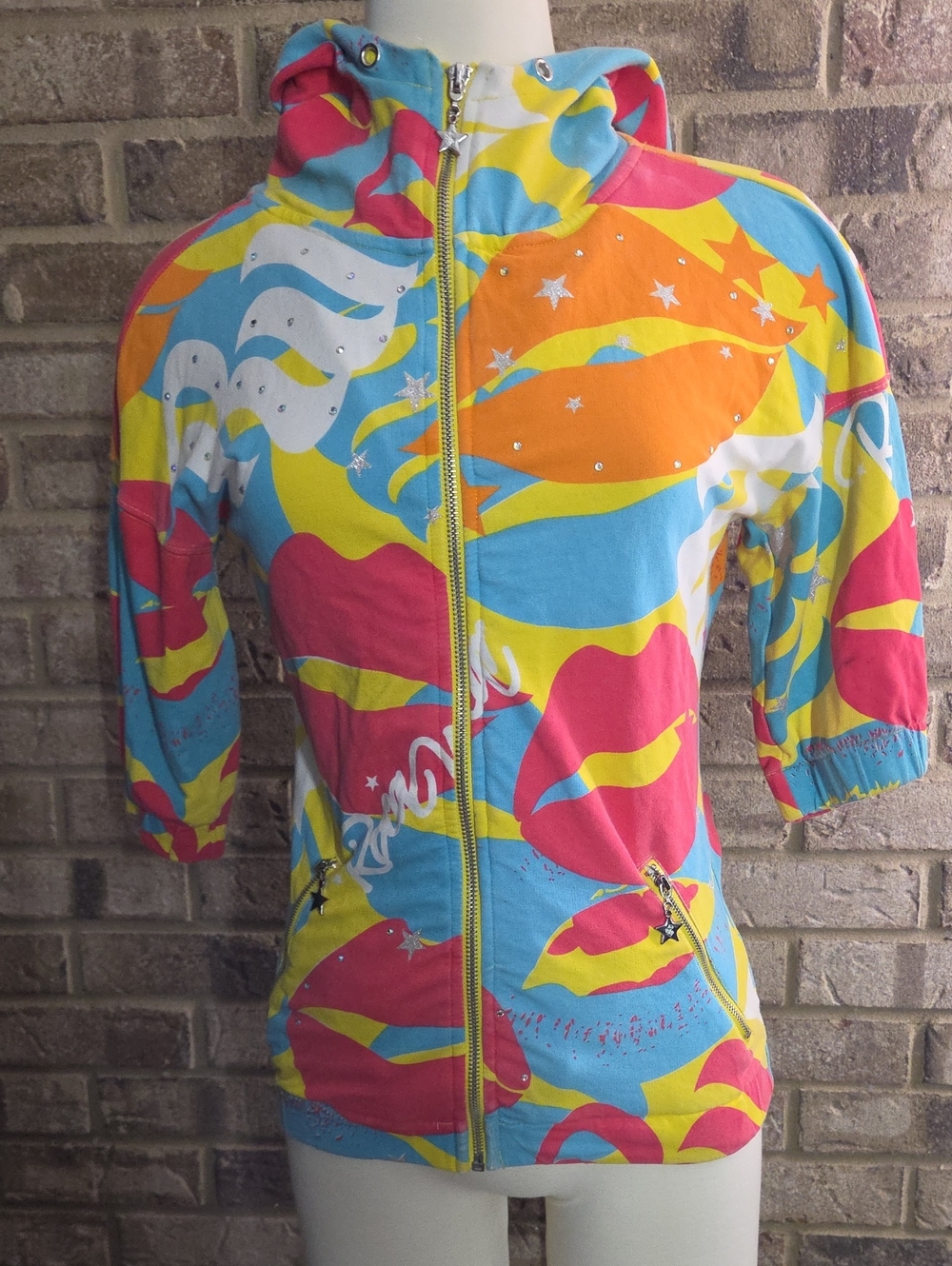 VTG Y2K Rocawear Lips All Over Print Full Zip Hoodie [S]